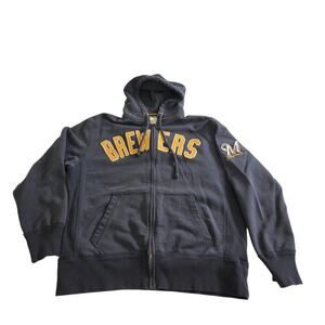 Milwaukee Brewers MLB Baseball Retro  Zip Up Large Blue Sweatshirt